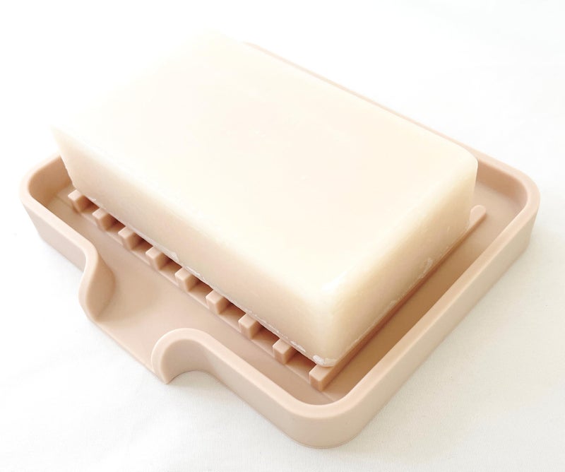 Happitasa Silicone Soap Dish Tray and Sponge Holder with Drain Chute  Pack of 2 | Bathroom and Kitchen Sink Organizer Caddy (Sand Dollar  5.2""x4""  7.2 Ounces) - Image 2